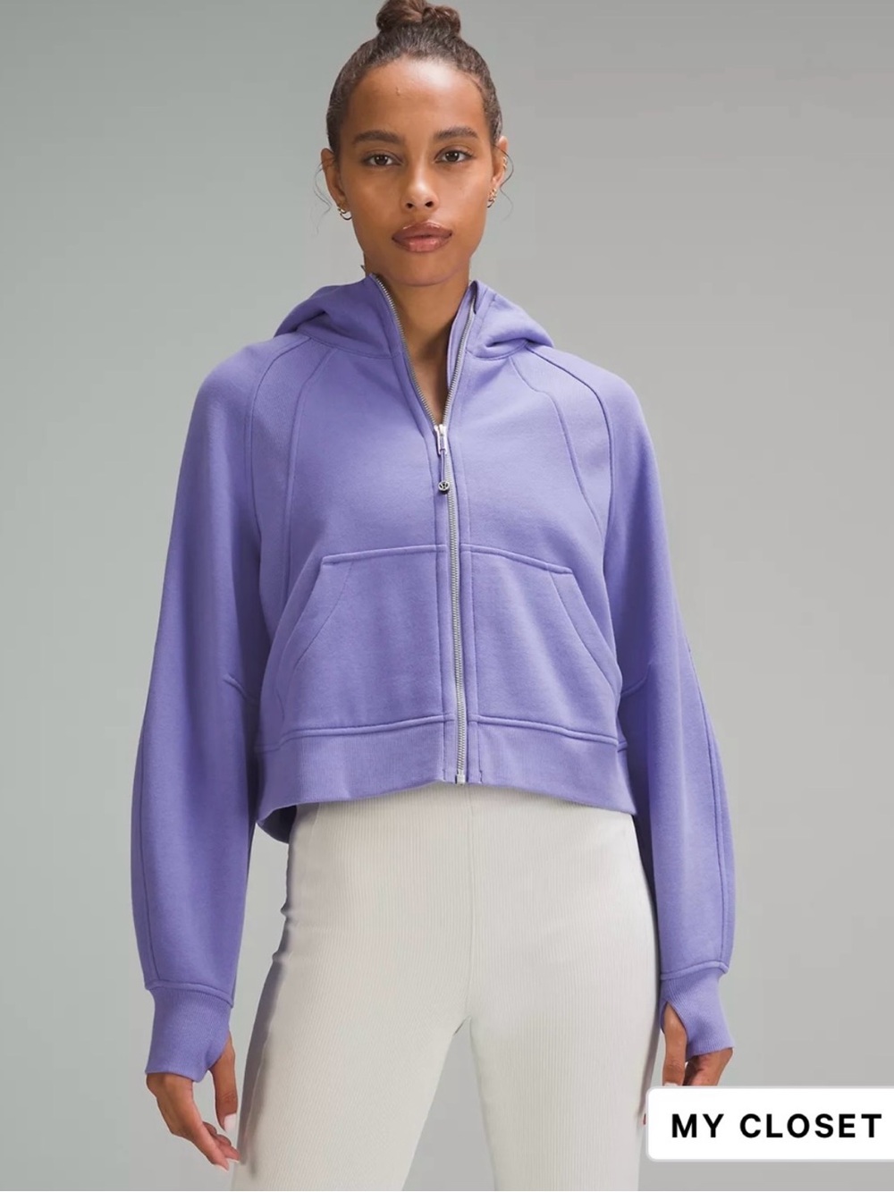Lululemon women’s scuba cropped full zip hoodie size xS/s purple